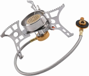 Camping Stove Gas Camping Propane Heater Gel Propane Burner Stand Multi Burners Lighters Cook Burner Stove Camp Stove Propane Fuel Camping Pan Aluminum Alloy Silver