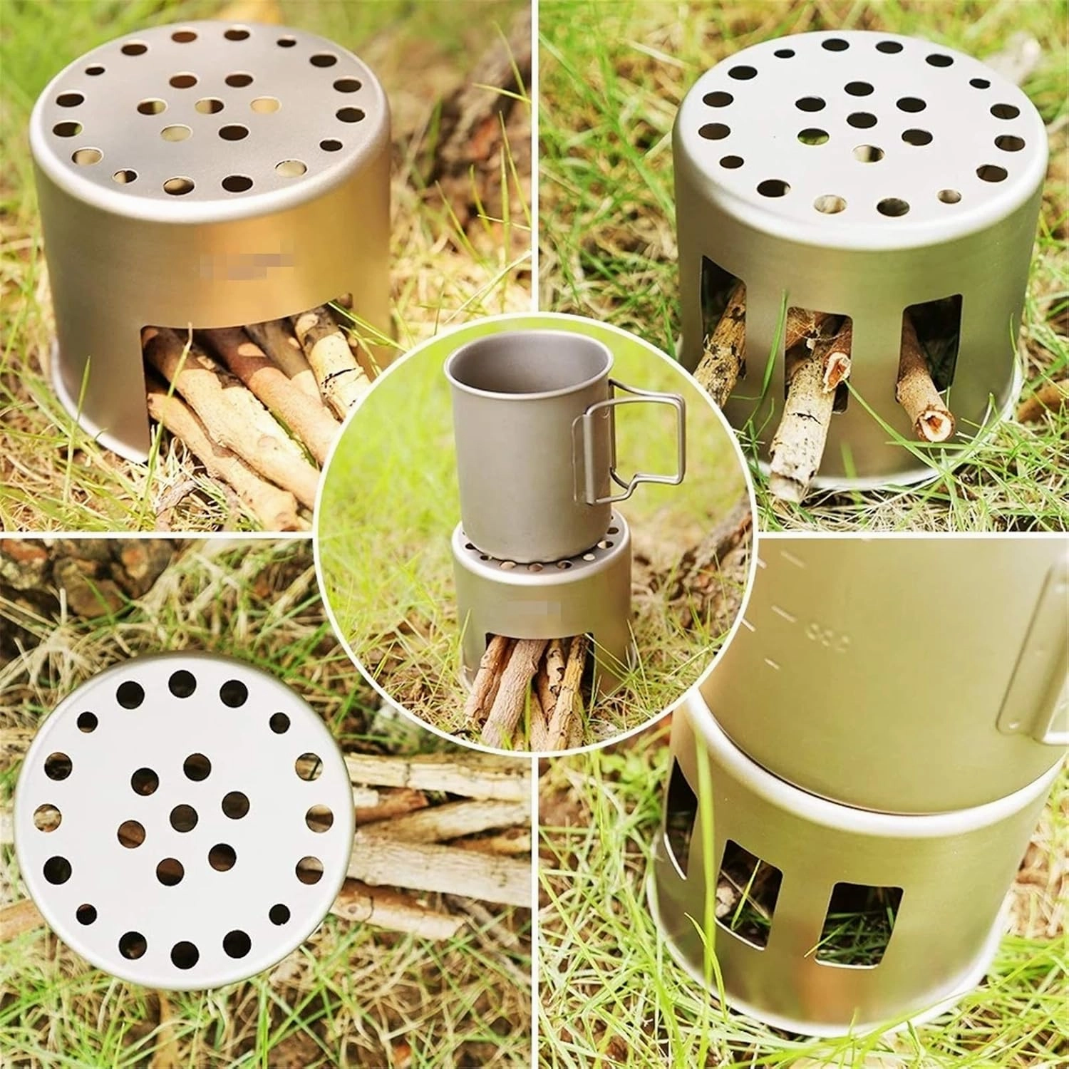 Camping Stove Wood Camping Stove Ultra-Lightweight Titanium Backpacking Stove (Color : Silver, Size : 80 * 91mm) (Silver 80 * 91mm)