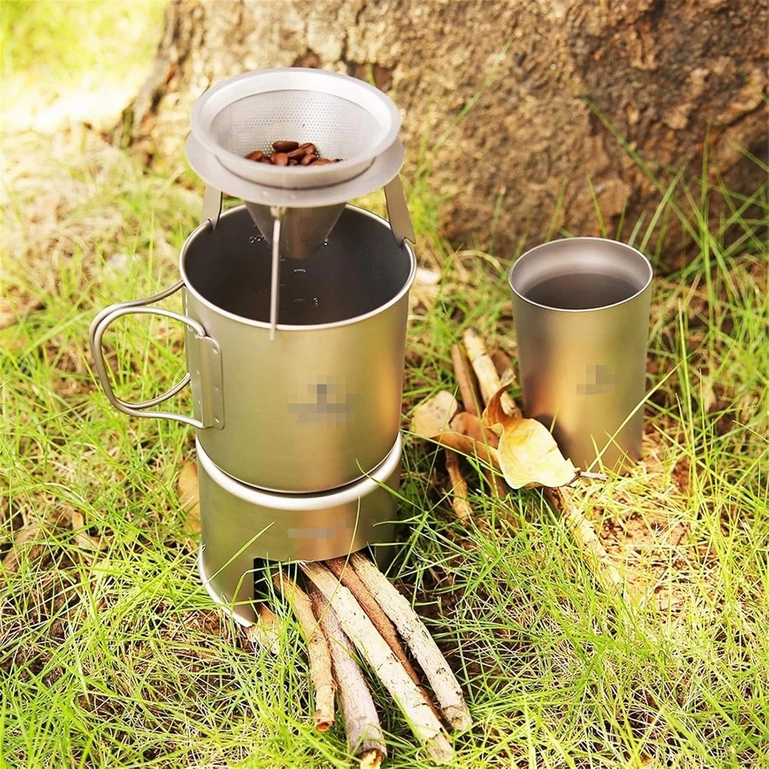 Camping Stove Wood Camping Stove Ultra-Lightweight Titanium Backpacking Stove (Color : Silver, Size : 80 * 91mm) (Silver 80 * 91mm)