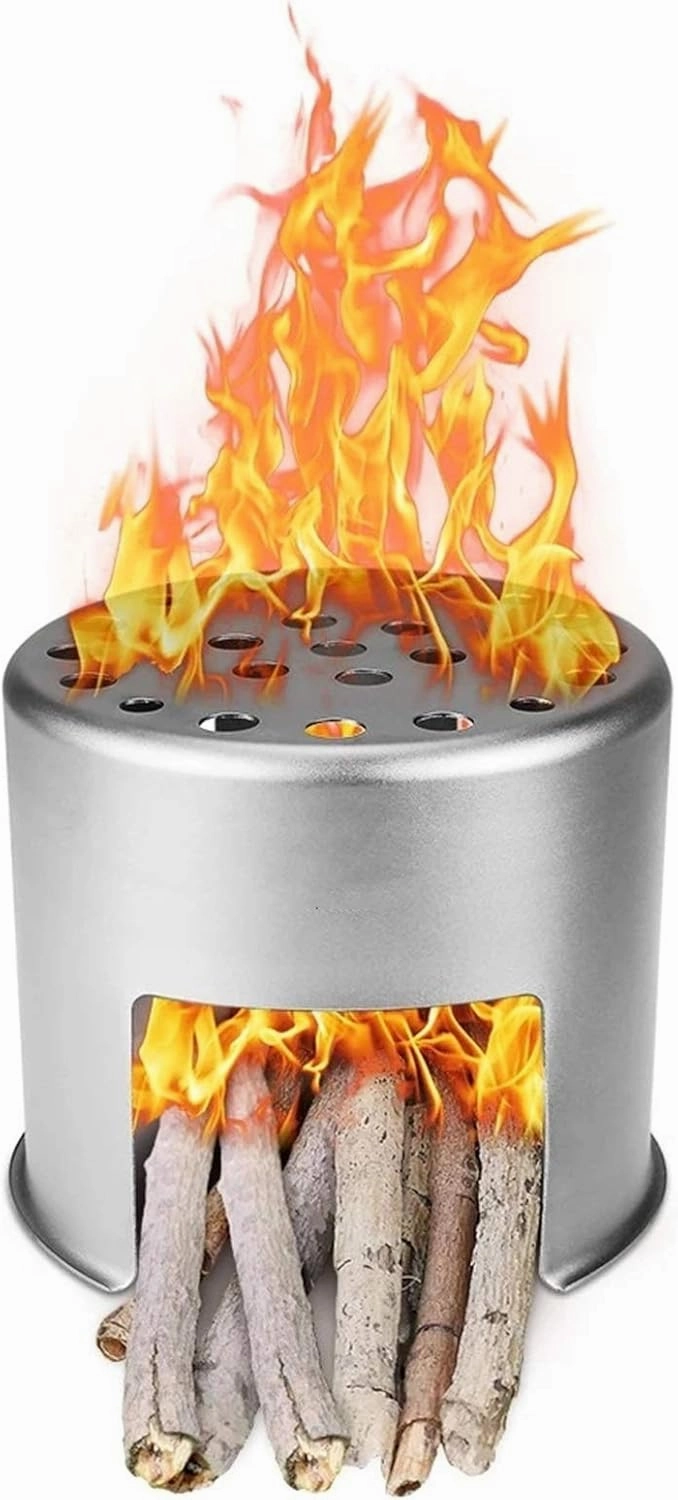 Camping Stove Wood Camping Stove Ultra-Lightweight Titanium Backpacking Stove Outdoor Camping Stove (Color : Silver, Size : 80 * 91mm) (Silver 80 * 91mm)