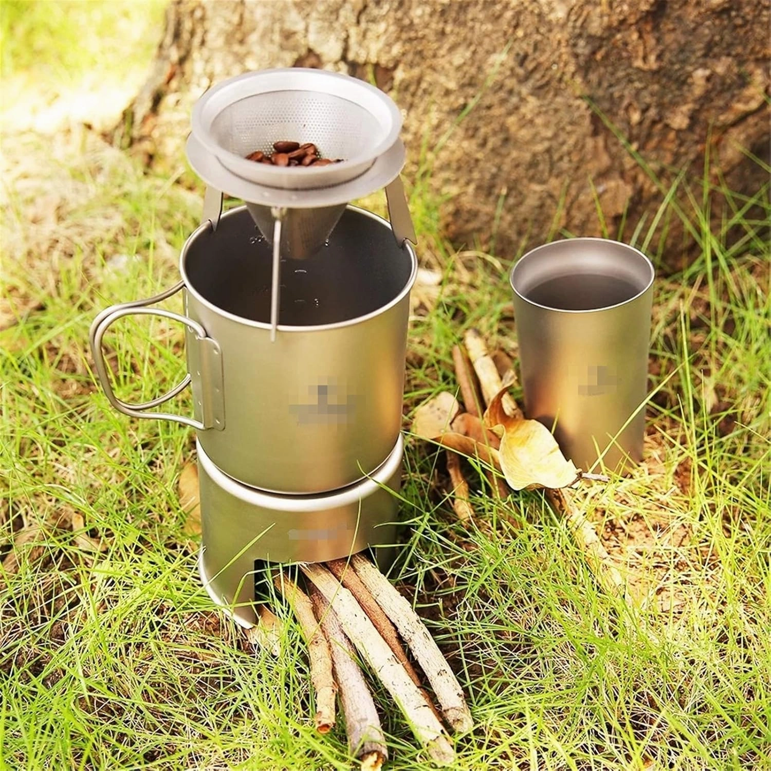 Camping Stove Wood Camping Stove Ultra-Lightweight Titanium Backpacking Stove Outdoor Camping Stove (Color : Silver, Size : 80 * 91mm) (Silver 80 * 91mm)