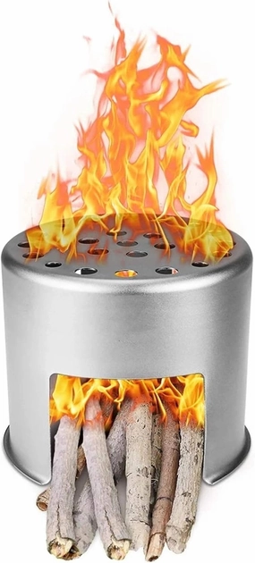 Camping Stove Wood Camping Stove Ultra-Lightweight Titanium Backpacking Stove Outdoor Camping Stove (Color : Silver, Size : 80 * 91mm) (Silver 80 * 91mm)