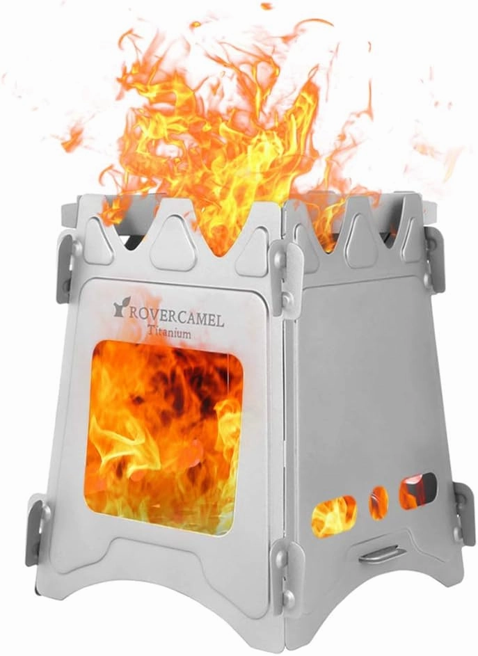 Camping Wood Stove, Camping Wood Stove Portable Folding Lightweight Titanium Wood Burning Backpacking Stove for Outdoor Survival Cooking Picnic
