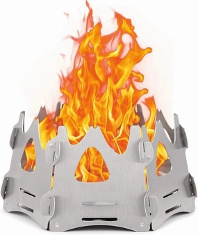 Camping Wood Stove Outdoor Camping Wood Stove Portable Folding Lightweight Mini Pocket Stove for Camping Cooking (Color : Silver Size : One Size) (Silver One Size)
