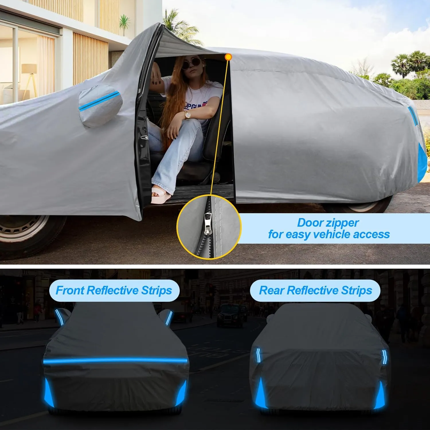 Car Cover for 2006-2025 Audi TT/TTS/TTRS Coupe Roadster, Waterproof Custom-fit All Weather Sun Rain UV Dust Snow Protection Windproof Outdoor Full Car Cover with Door Zipper and Cotton Lining-Gray