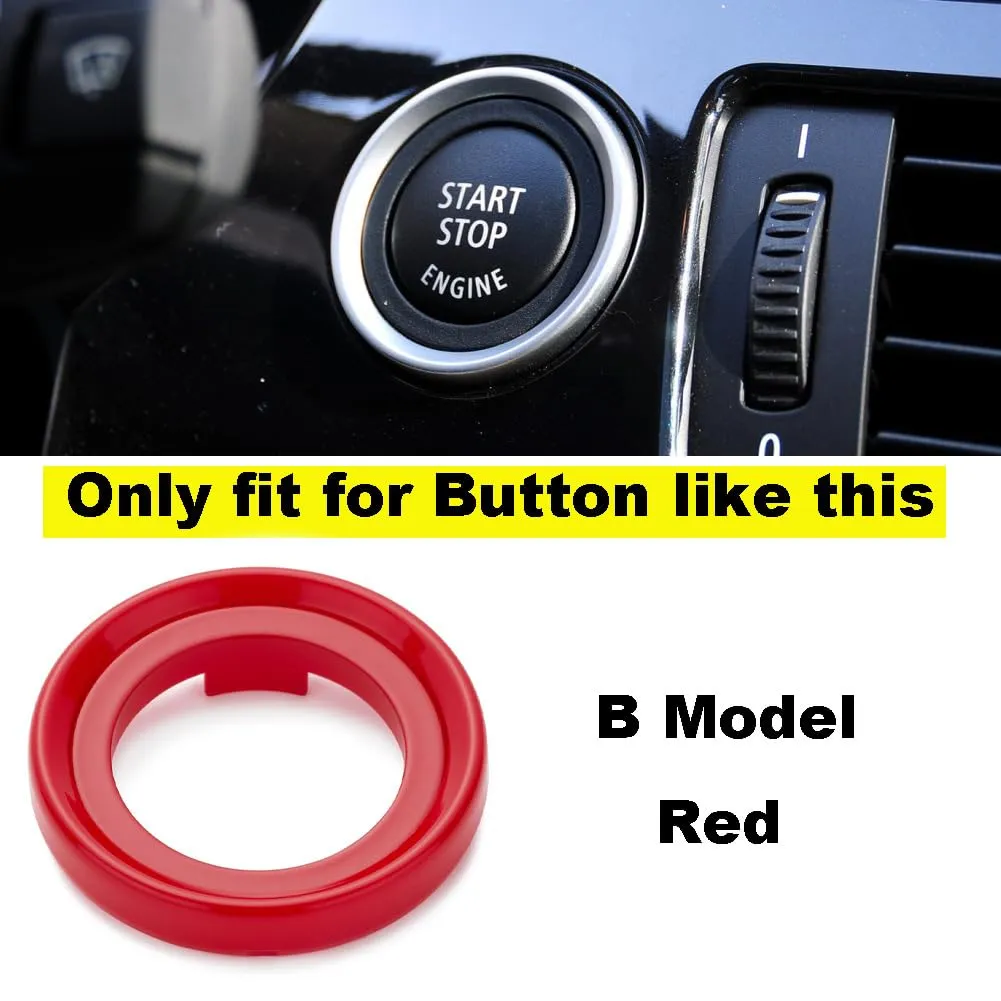 Car Engine Start Stop Ignition Key Ring Frame Replacement for BMW 1 3 5 Z4 X1 X3 Series E87 E81 E90 E92 E93 E89 E60 E84 E83(B Model,Red)