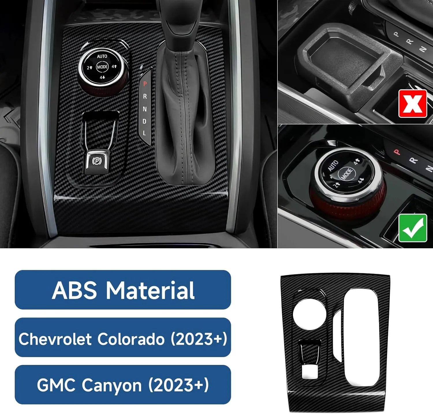 Car Gear Shift Control Panel Sticker ABS Carbon Fiber Decal Interior Trim Cover for Chevrolet Colorado/GMC Canyon 2023 2024 2025 Accessories