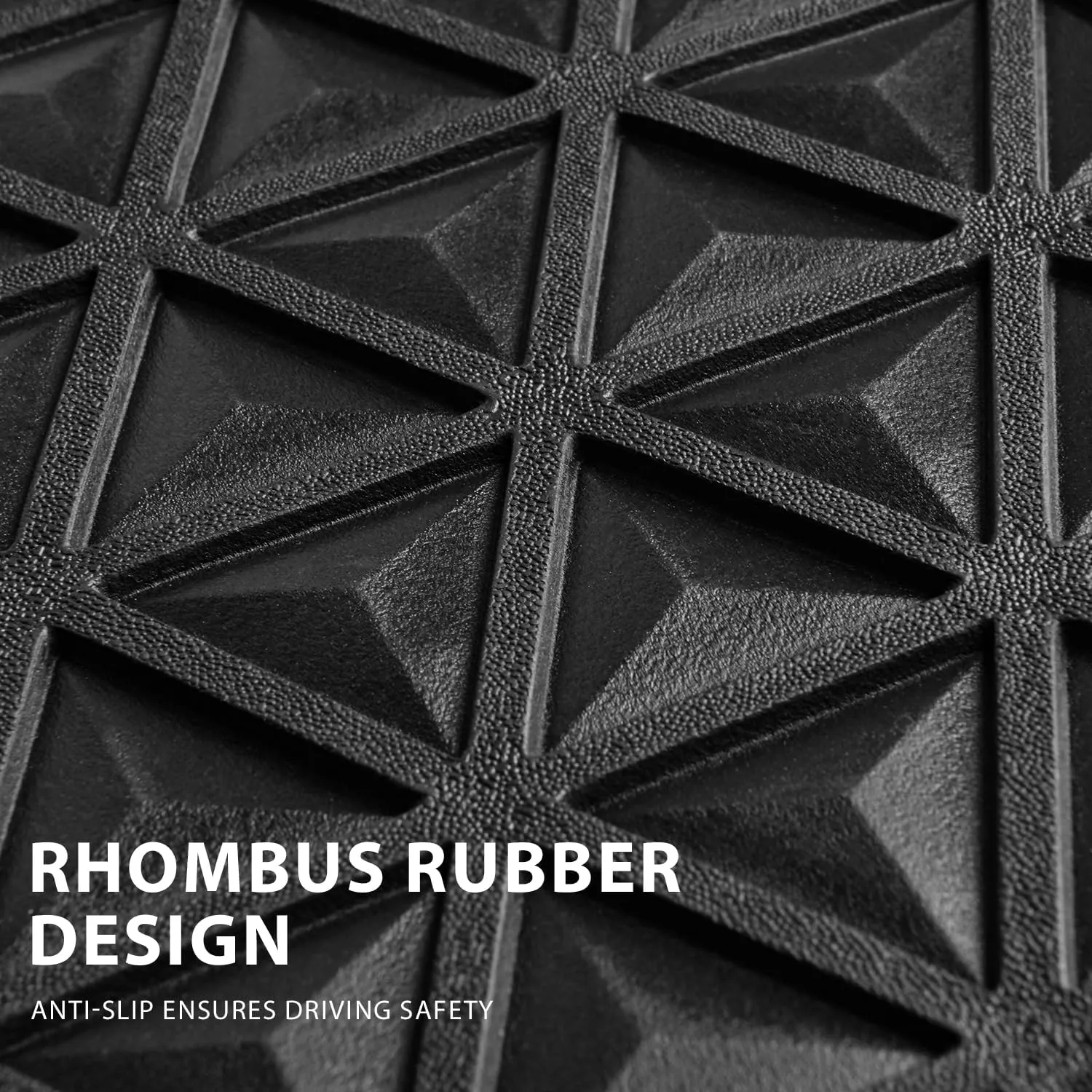 CAR PASS Bling Car Mats Diamond Rubber Floor Mats Full Set Anti-Slip 3D Rhombus Waterproof Trim Fit Liner Universal Glitter Crystal Sparkly Shining Rhinestone Girl Women SUV Sedan, Multicolor Diamond