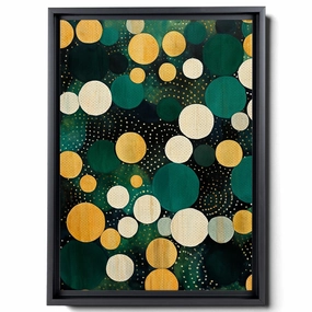Carpet-Print Fabric With Kaleidoscopic Dots, In The Style Of Dark Emerald And Light Beige, Abstract-Creative, Rough Cluster, Canvas Prints