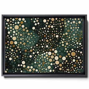 Carpet-Print Fabric With Kaleidoscopic Dots, In The Style Of Dark Emerald And Light Beige, Abstract-Creative, Rough Cluster, Canvas Prints