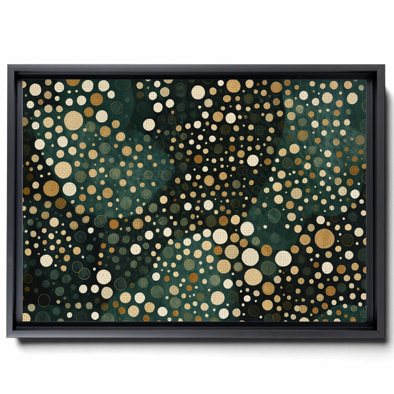 Carpet-Print Fabric With Kaleidoscopic Dots, In The Style Of Dark Emerald And Light Beige, Abstract-Creative, Rough Cluster, Canvas Prints