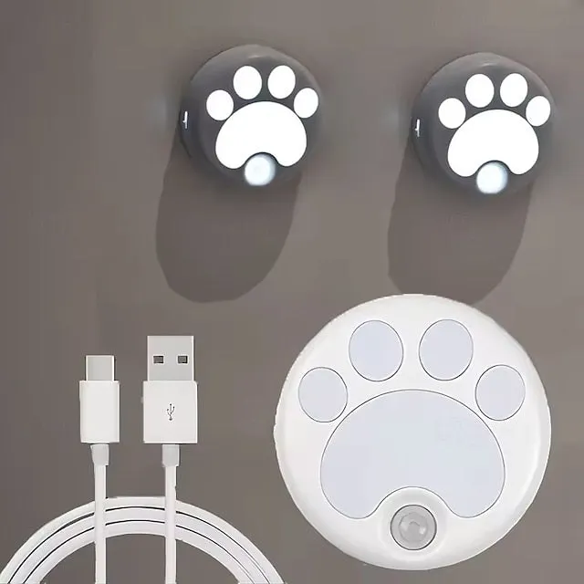 Cat LED Night Light USB Rechargeable with Motion Sensor, Dimmable Desk Lamp for Bedroom, Bedside, Kitchen, Closet and Stairs 1pc