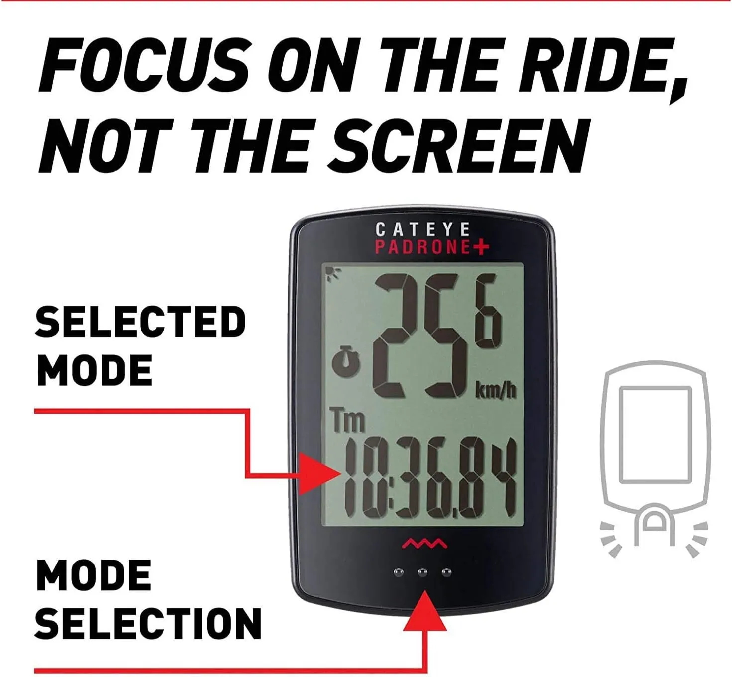 CATEYE Padrone Plus Bike Computer – Oversized Display Cyclocomputer, Wireless Speedometer & Odometer, FlexTight™ Mount, Auto Start/Stop, Programmable Odometer, Backlight Display with Night Mode