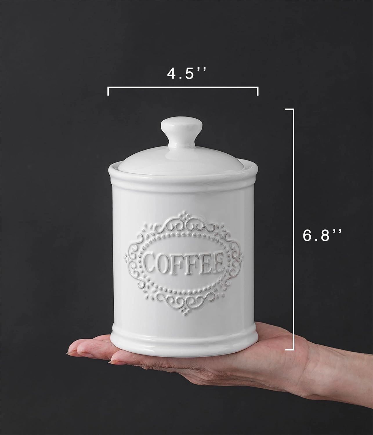 Ceramic Canisters Sets For The Kitchen Canisters For Countertop Set of 3 Airtight Coffee Canisters For Ground Coffee Sugar Storage With Lids Farmhouse Containers for household or kitchen use