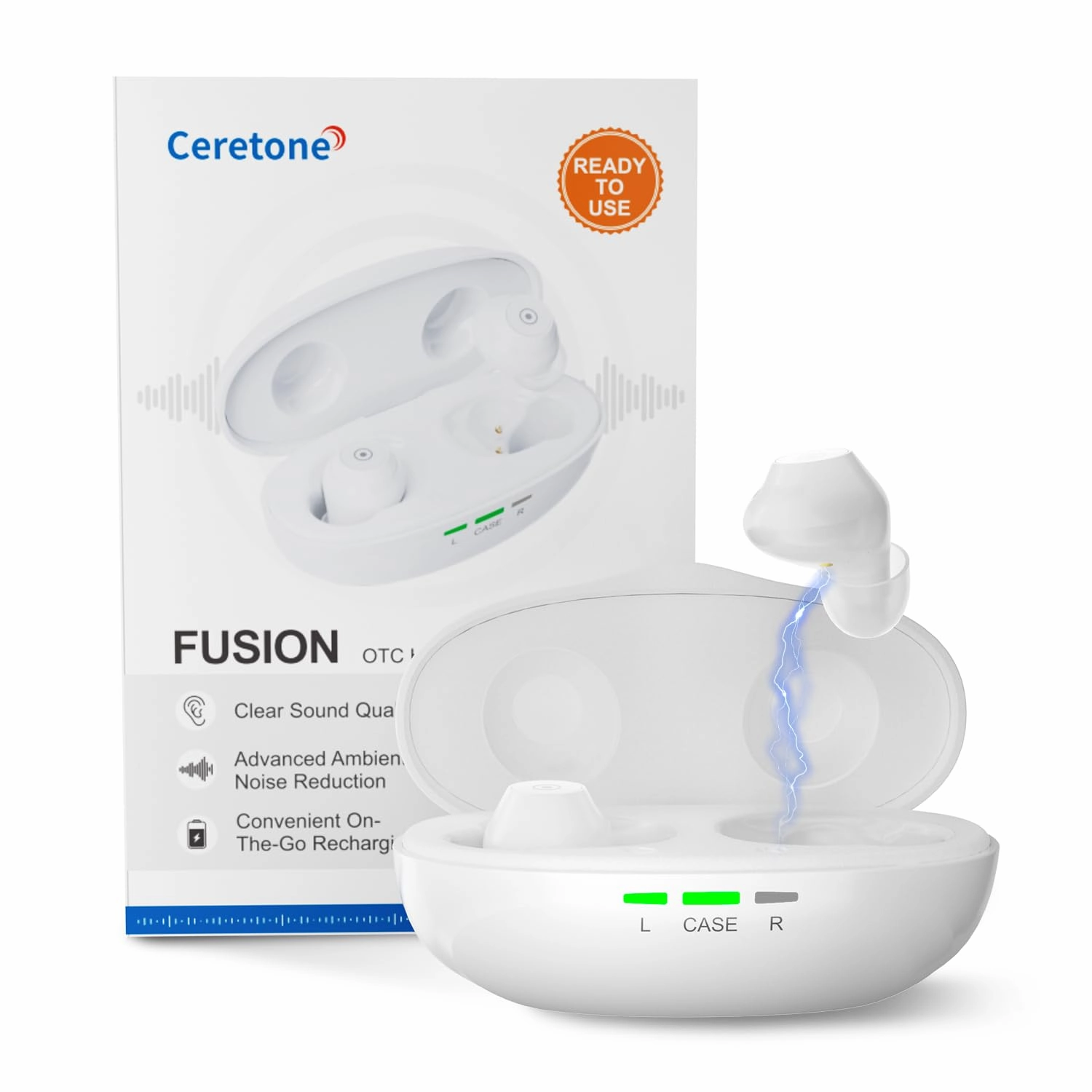Ceretone Hearing Aids (Not Amplifiers), Rechargeable OTC Hearing Aid for Seniors Women Men, Mild to Moderate Hearing Loss, Clear Sound with Noise Reduction, Great Gift