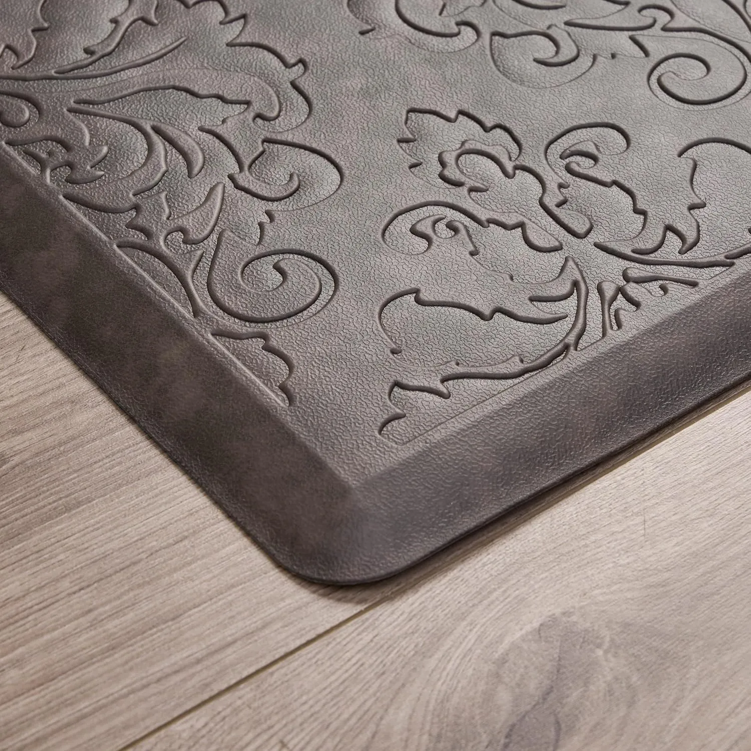 Chef Gear - Anti-Fatigue Gelness Kitchen Mat - Marni Design - Cushioned Comfort Chef Mat - Faux Leather - Cooking & Standing Relief - Set of 2-17.5"x48" & 17.5"x28" - Mocha