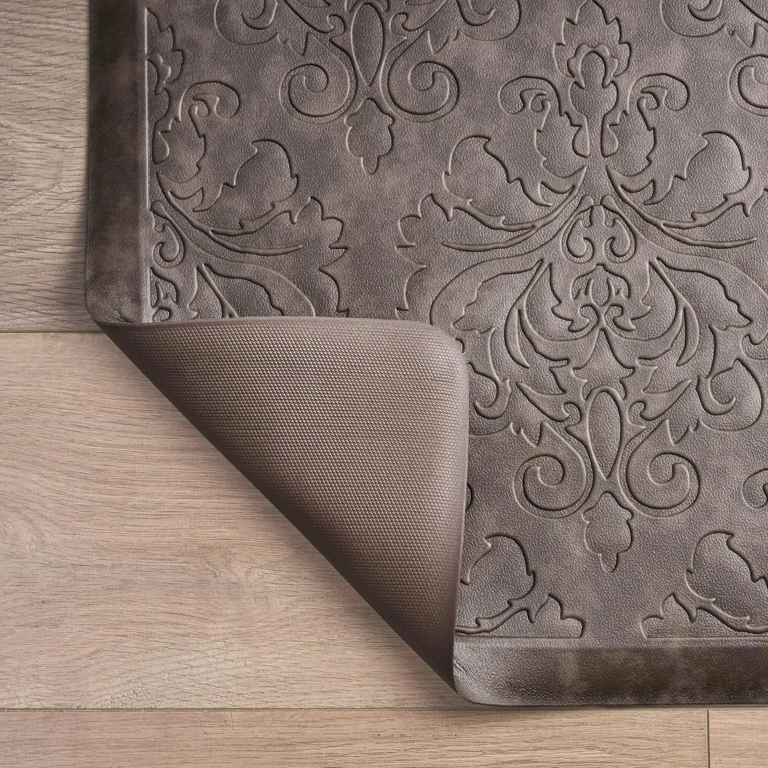 Chef Gear - Anti-Fatigue Gelness Kitchen Mat - Marni Design - Cushioned Comfort Chef Mat - Faux Leather - Cooking & Standing Relief - Set of 2-17.5"x48" & 17.5"x28" - Mocha