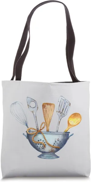Chef Kitchen Cooking Spoon Kitchen Utensils in Sieve Retro Tote Bag