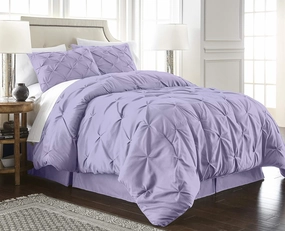 Chezmoi Collection Berlin Lavender Pinch Pleat Full Comforter Set, 3-Piece (Comforter and Pillow Shams) - Soft Pintuck, Lightweight All Season Microfiber