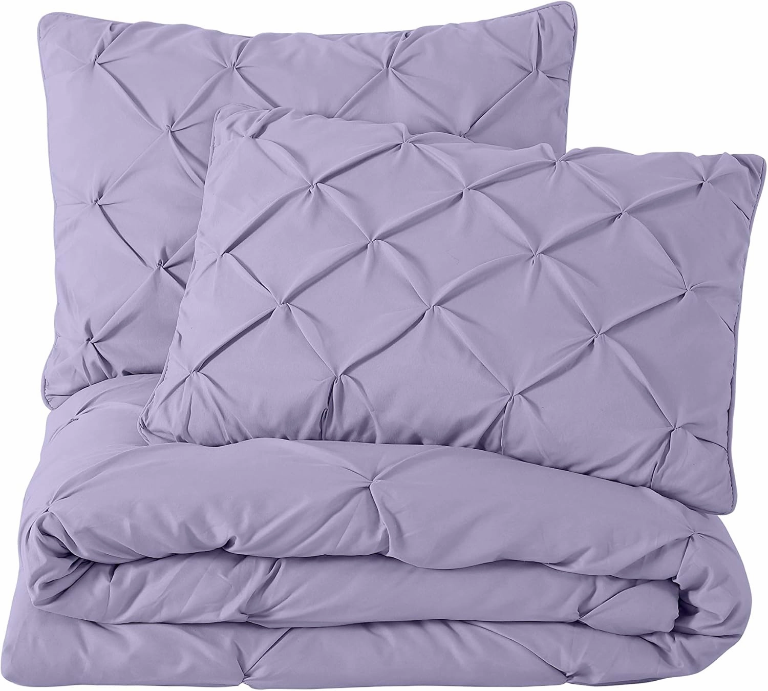 Chezmoi Collection Berlin Lavender Pinch Pleat Full Comforter Set, 3-Piece (Comforter and Pillow Shams) - Soft Pintuck, Lightweight All Season Microfiber