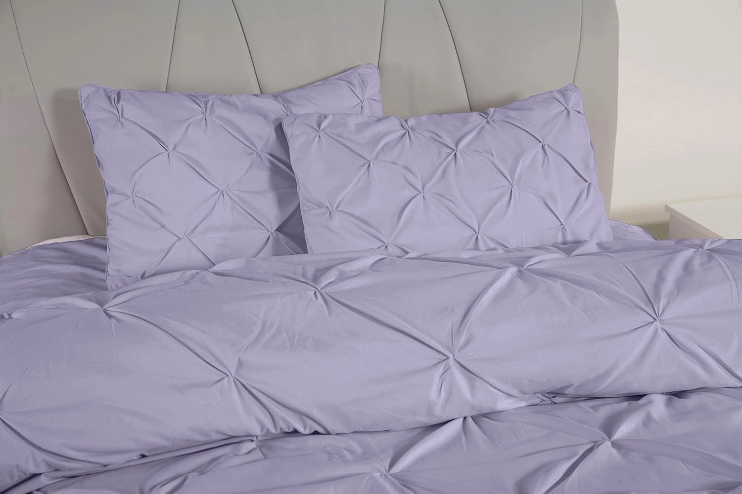 Chezmoi Collection Berlin Lavender Pinch Pleat Full Comforter Set, 3-Piece (Comforter and Pillow Shams) - Soft Pintuck, Lightweight All Season Microfiber