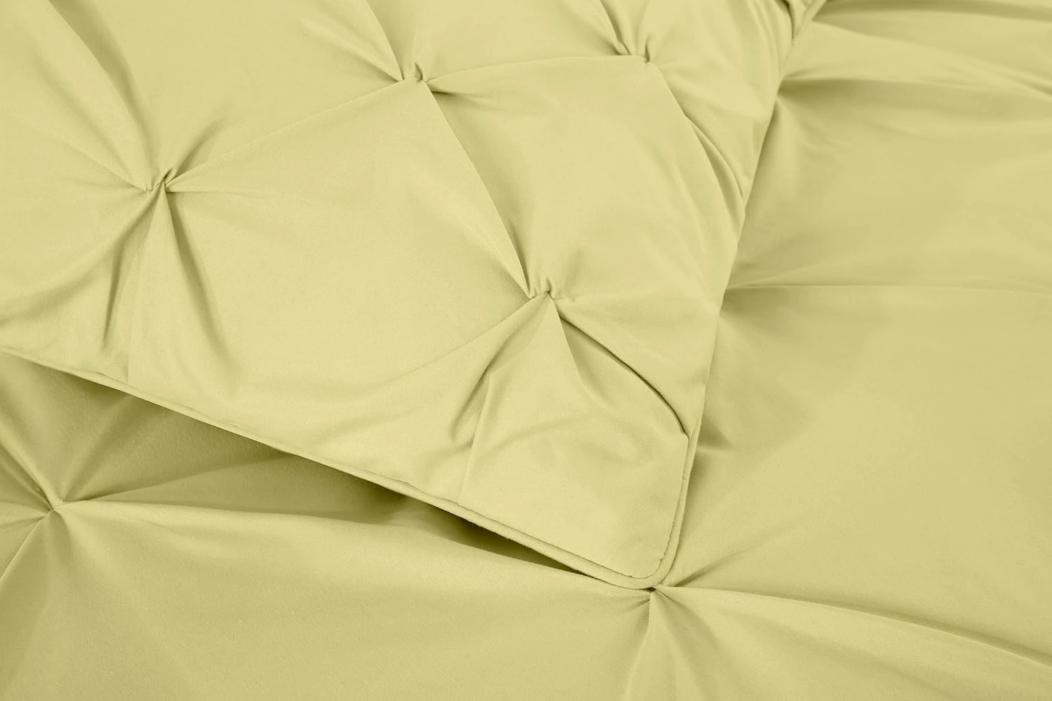 Chezmoi Collection Berlin Yellow Pinch Pleat Full Comforter Set, 3-Piece (Comforter and Pillow Shams) - Soft Pintuck, Lightweight All Season Microfiber
