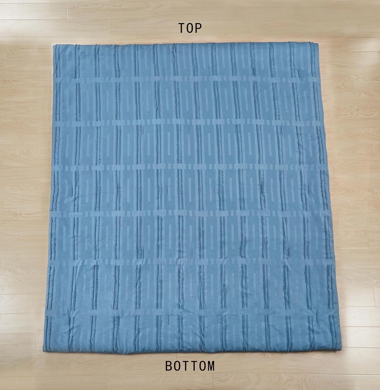 Chezmoi Collection Carter Blue Clip Jacquard Geometric Comforter Set, King - 3-Piece Striped Pattern Waffle Textured Lightweight Bedding