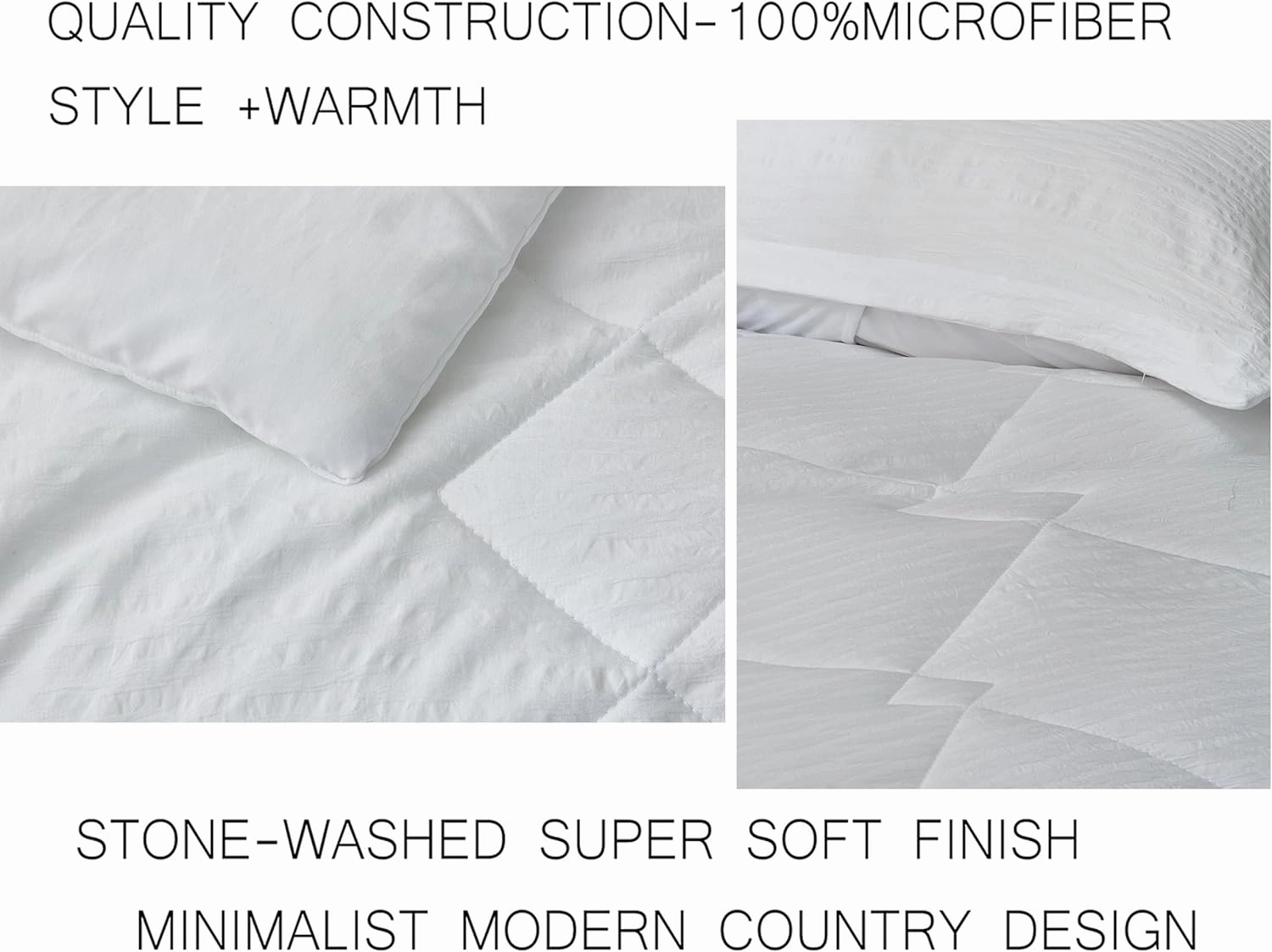 Chezmoi Collection Hugo 3-Piece Textured Thin Comforter Set - Lightweight Woven Design - Soft Microfiber Bedding for All Season, Full, White