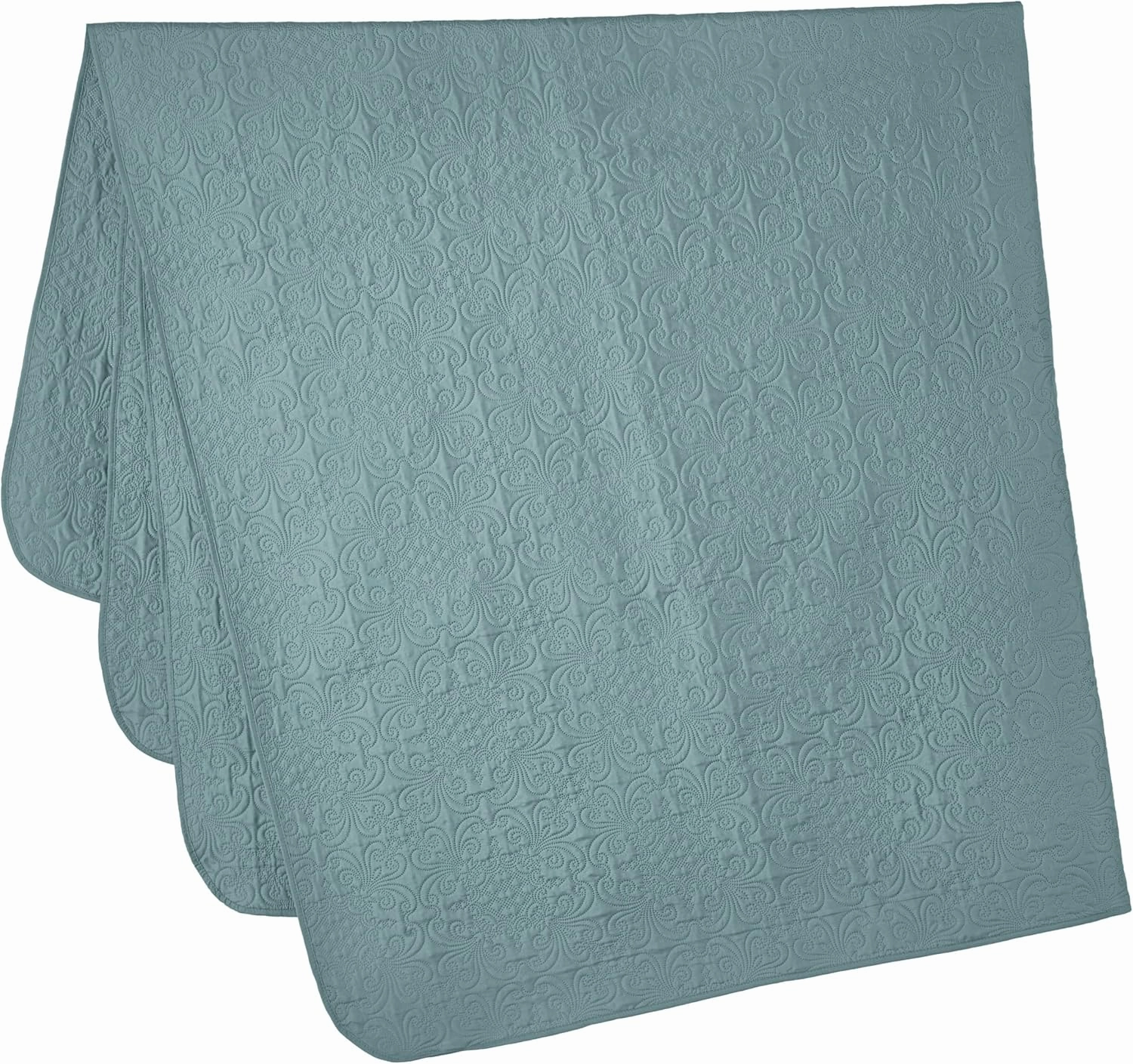 Chezmoi Collection Luca 3-Piece Oversized Bedspread Set, King Size, Spa Blue - Summer Quilt Lightweight Microfiber Bedspread 118 x 106 - Floral Medallion Pattern Coverlet for All Season