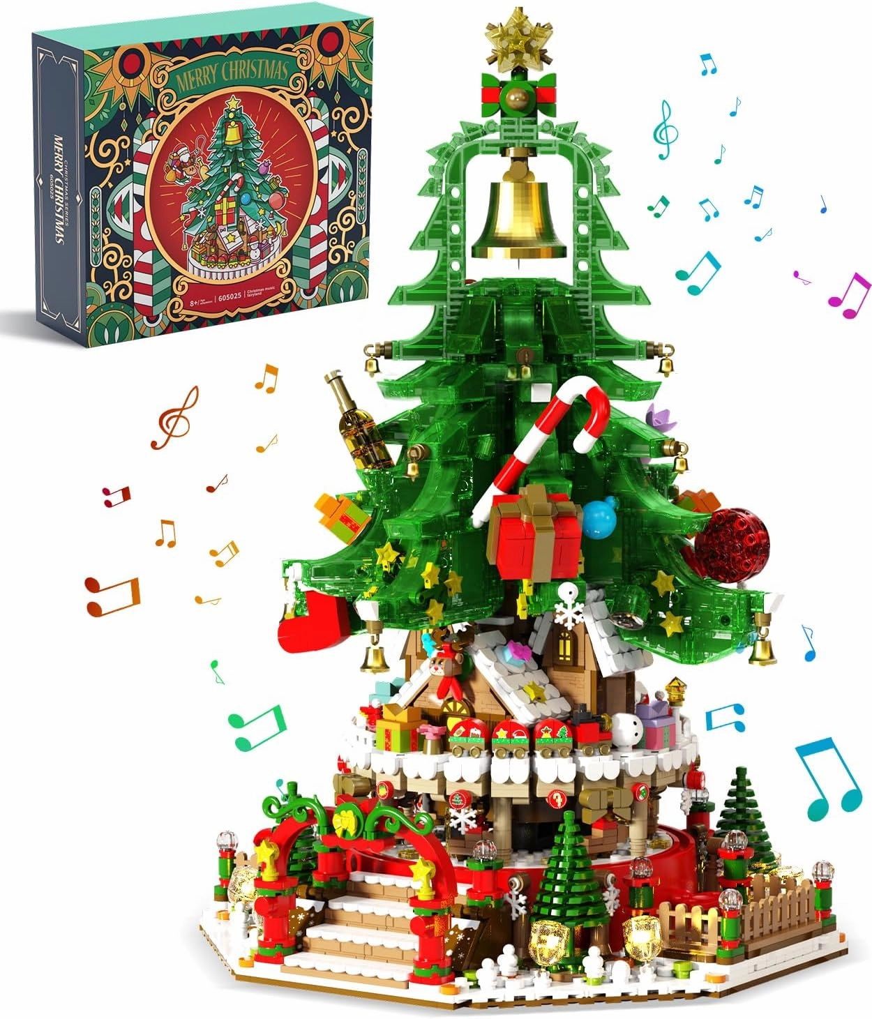 Christmas Tree Building Set with Music Box Christmas Building Blocks with LED Lights,Christmas Tree, Xmas Gift for Adults Kids 2025(2963PCS)