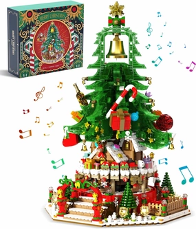Christmas Tree Building Set with Music Box Christmas Building Blocks with LED Lights,Christmas Tree, Xmas Gift for Adults Kids 2025(2963PCS)