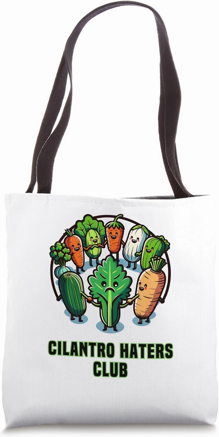 Cilantro Haters Club Funny Coriander Herb Cartoon Vegetables Tote Bag