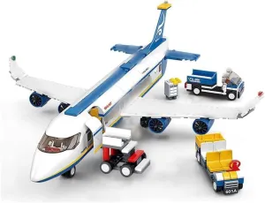 City Airport Passenger Airplane with Staff Minifigures and Truck Bricks Model Set, 463Pcs DIY Building Block Assembly Mini Particle Construction Toy