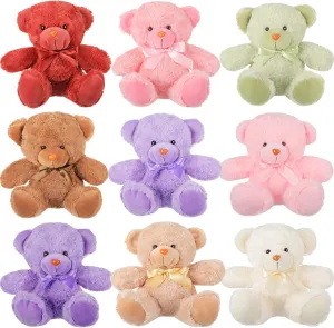 Civaner 9 Packs 8 Inch Bear Stuffed Animals Bulk Plush Bears Doll Toys for Baby Shower Graduation Birthday Wedding Christmas Decorations Party Favor Gift(Multi Color)