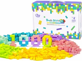 Classic Building Bricks Playset, 1000 Pieces Bulk Blocks Set, Accessories Compatible with All Major Brands Parts and Pieces, STEM Toys for Kids 4  Years Old (Pastel)