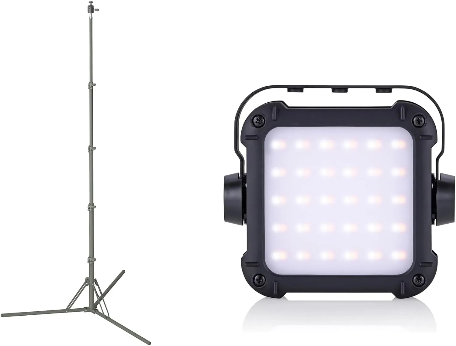 CLAYMORE Ultra2 3.0 X-Large & Tripod Stand Light Khaki - Outdoor Rechargeable LED Light for Camping Waterproof, Portable Lantern with USB-C - Aluminum Camera, Fan & Lighting Stand Ball Head
