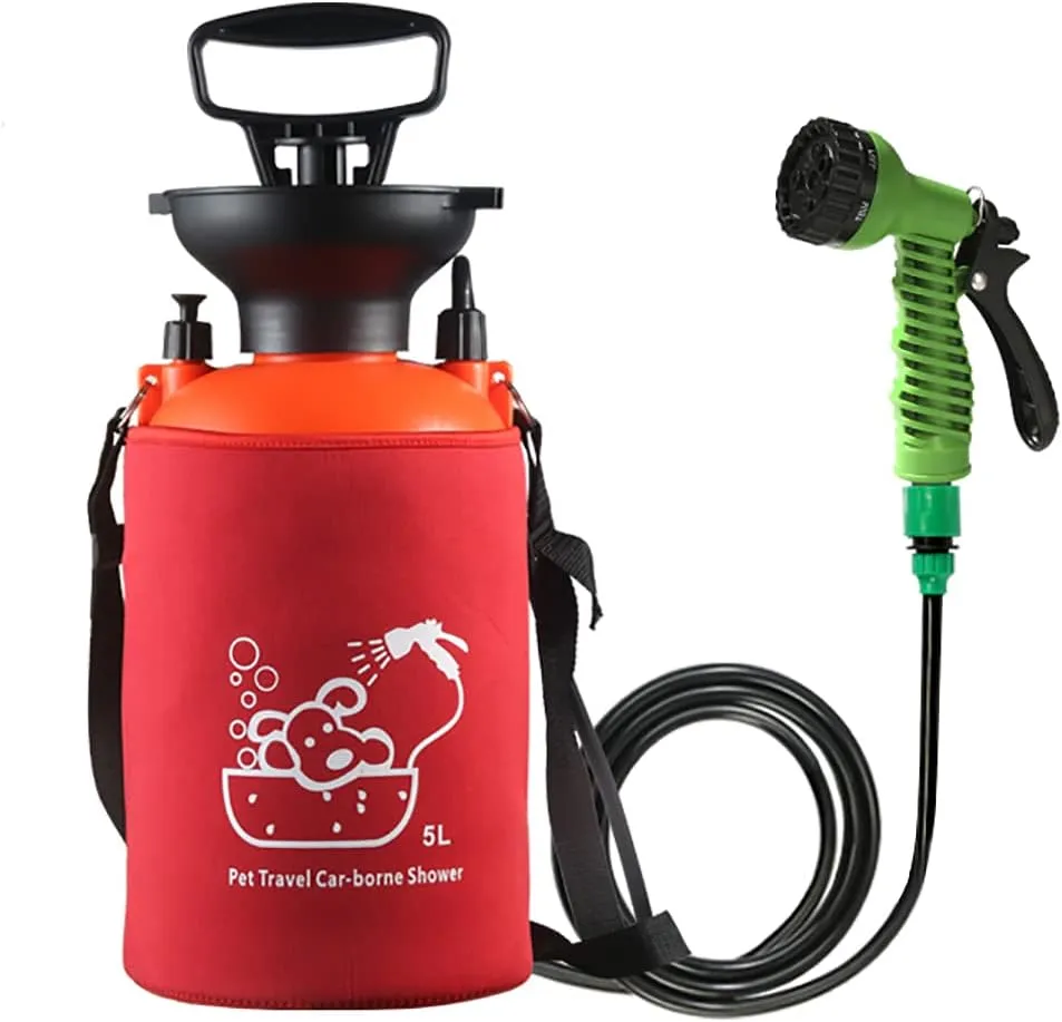 CLICIC Pressure Sprayer with 7 Spray Modes, Camping Shower with Removable Hose and Shower Head for Camping Outdoor Traveling Hiking and Pet Bath