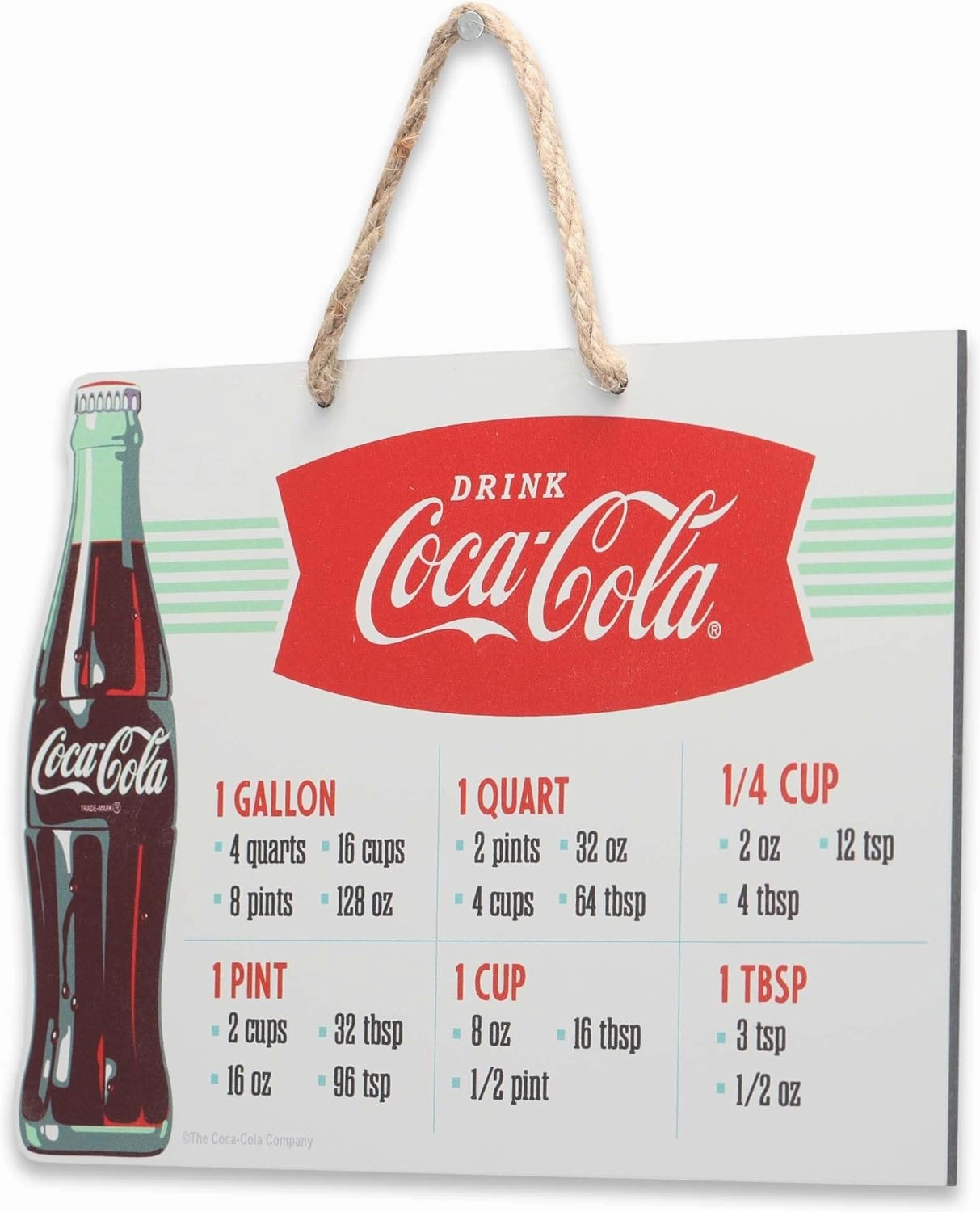 Coca-Cola Measurements Hanging Metal Sign - Fun Coca-Cola Cooking Conversion Chart for Kitchen - Great Gift Idea