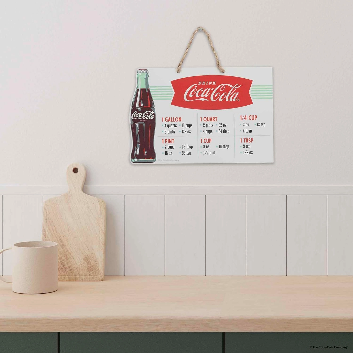 Coca-Cola Measurements Hanging Metal Sign - Fun Coca-Cola Cooking Conversion Chart for Kitchen - Great Gift Idea
