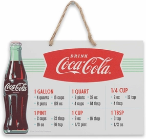 Coca-Cola Measurements Hanging Metal Sign - Fun Coca-Cola Cooking Conversion Chart for Kitchen - Great Gift Idea
