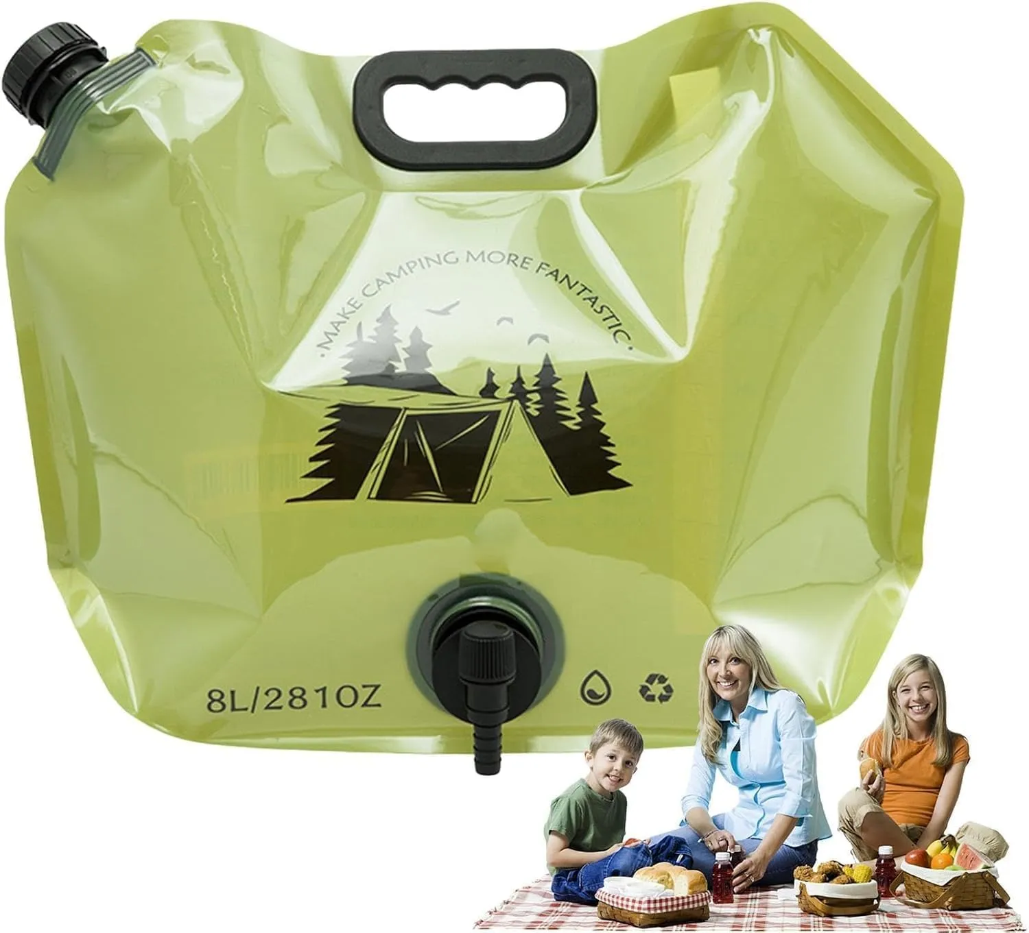 Collapsible Water Storage Carrier - 1.9 Gallon Portable Water Container with Spigot,Camping Water Bag for Outdoors Hiking Backpack Survival Kit (2PCS)