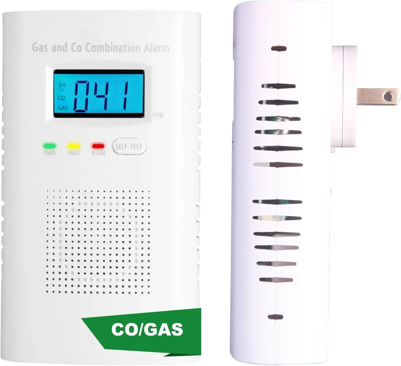 Combination Gas and Carbon Monoxide Detector Plug-in | CO Alarm & Natural Gas Combustible Detector | Digital Display, Battery Backup, Easy Install | for Home Kitchen Safety Monitoring 1-Pack