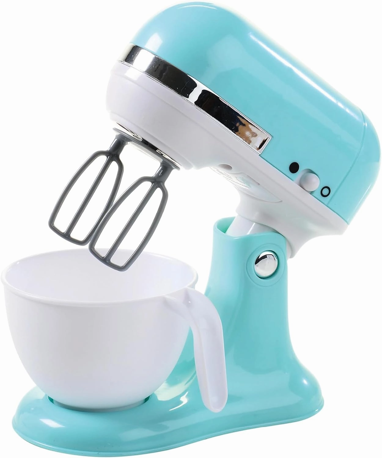 Constructive Playthings Toy Mixer with Removable Mixing Bowl and Spinning Paddles for Imaginative Play, Kitchen Appliances Learning Toy for Children Ages 3 v