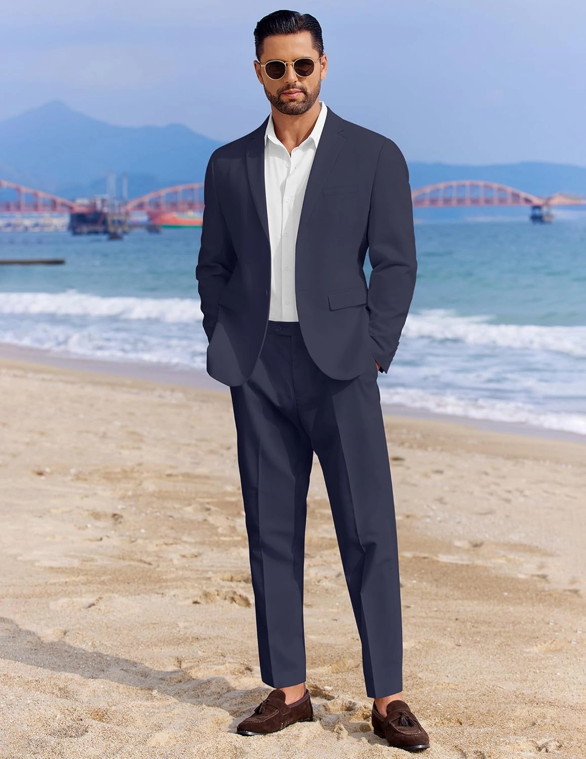 COOFANDY Men's 2 Piece Linen Cotton Suits Set Casual Linen Lightweight Suit Summer Beach Wedding