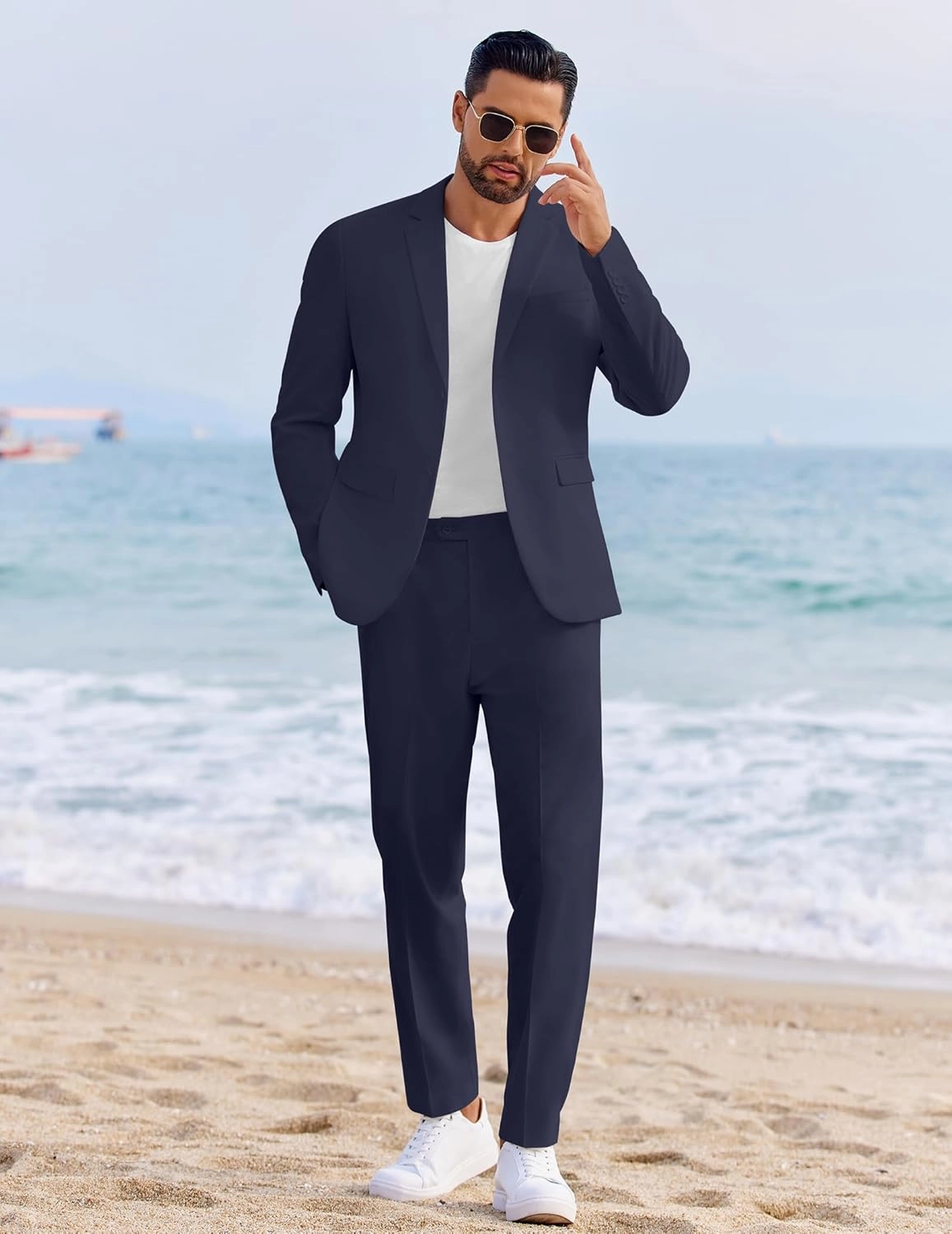 COOFANDY Men's 2 Piece Linen Cotton Suits Set Casual Linen Lightweight Suit Summer Beach Wedding