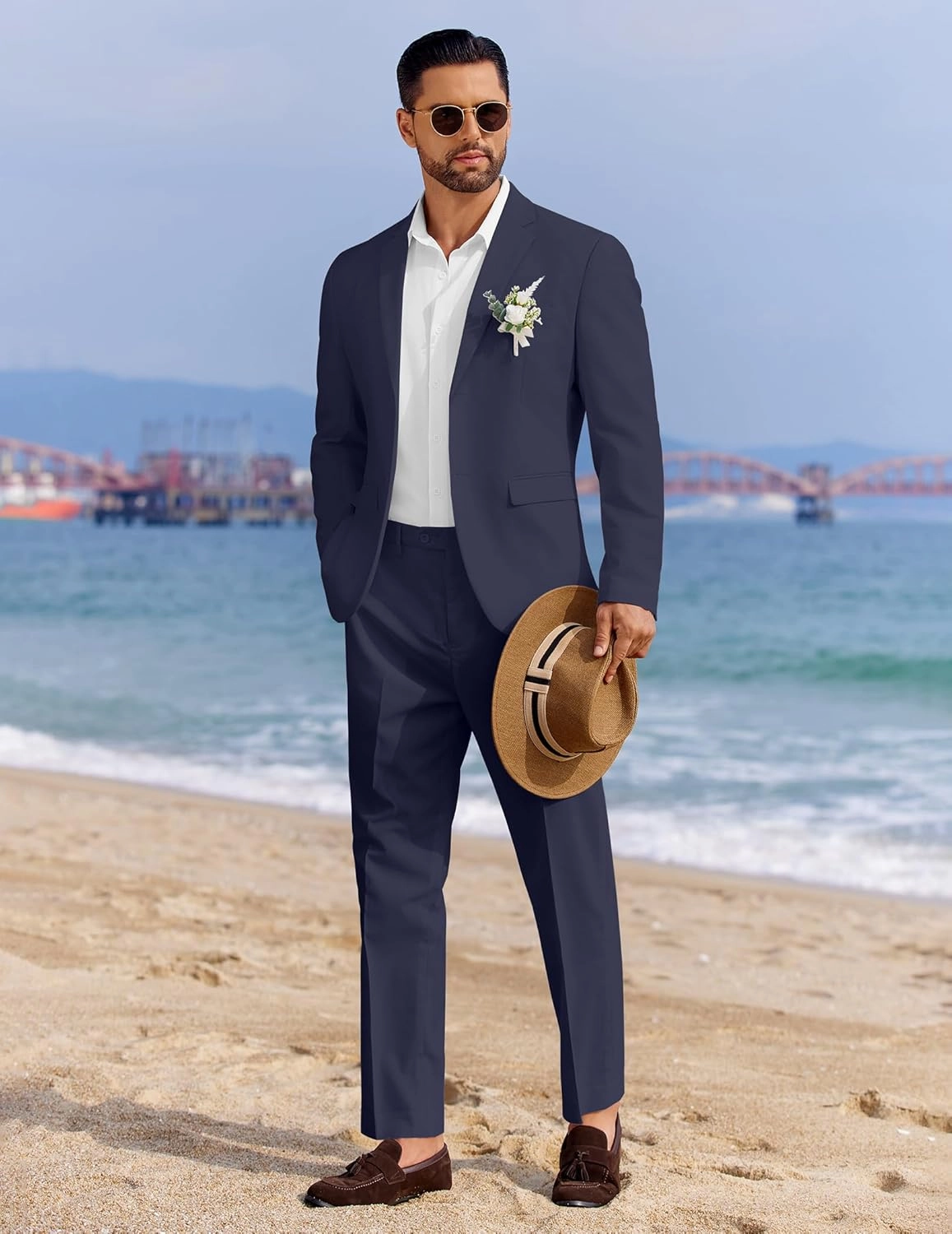 COOFANDY Men's 2 Piece Linen Cotton Suits Set Casual Linen Lightweight Suit Summer Beach Wedding
