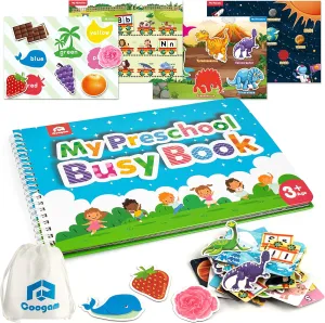 Coogam Preschool Magnetic Busy Book, 9 Themed Stickers Toys Fine Motor Skills Learning Binder Quiet Book Montessori Toys for Kids Toddlers Home Kindergarten