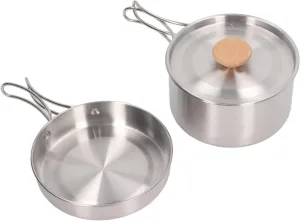 Cooking Pot Pan Set Stainless Steel Portable Camping Cookware Mess Kit with Storage Bag for Hiking Backpacking