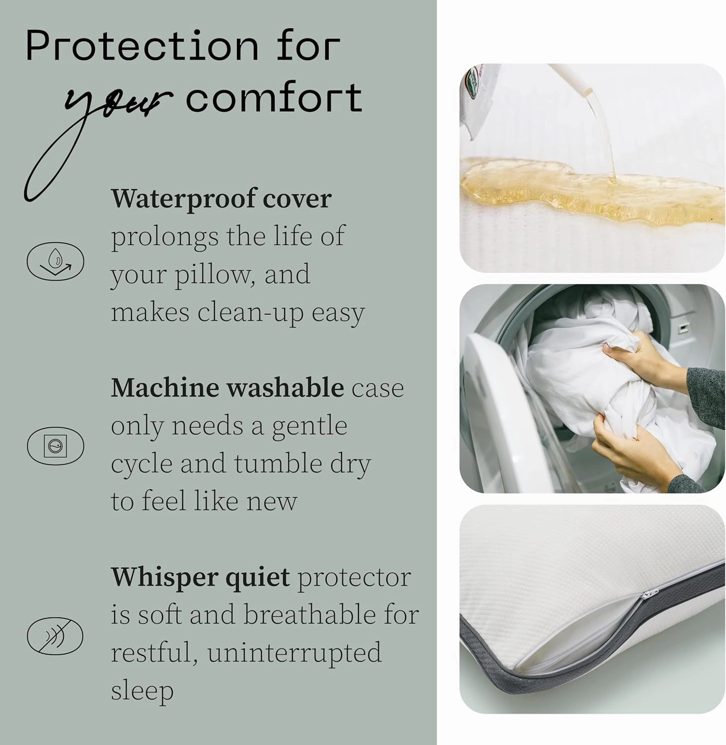 Coop Home Goods Ultra-Tech Pillow Protector for Memory Foam Pillows, Waterproof, Pack of 2 Queen Size Pillow Covers, Oeko-Tex Certified, Breathable, Zippered Covers, Machine Washable