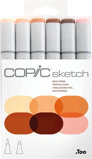 Copic Sketch, Alcohol Markers, 6pc Set, Skin Tone Edition (Discontinued in 2020)